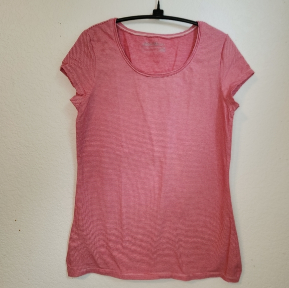 Eddie‎ Bauer Women's Red/White Striped Short Sleeve T-Shirt, Size M - Picture 1 of 5